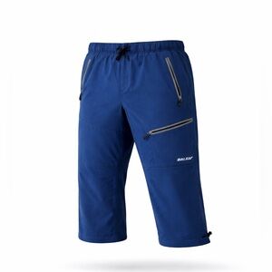 Women’s Hiking Capri Pants Blue Athletic Zip Pocket Outdoor Activewear | Baleaf